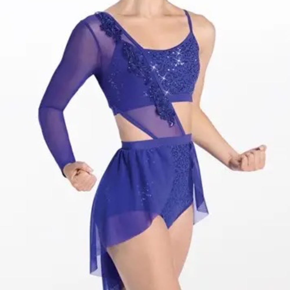 Weissman One Sleeve Sequin And Mesh Dance Dress